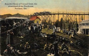 Council Crest, Portland, OR Miniature Railway Roller Coaster Vintage Postcard