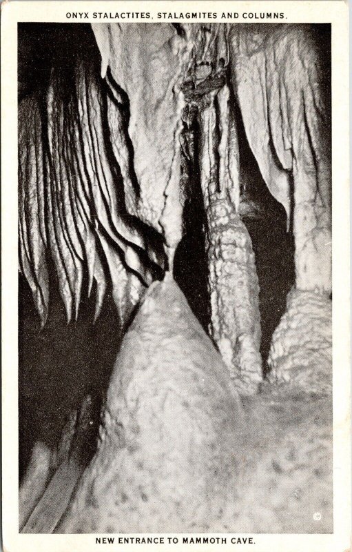 Onyx Stalactites Stalagmites Columns New Entrance Mammoth Cave Postcard UNP VTG 