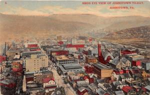 Johnstown Pennsylvania Bird's Eye View~Street-Churches-Houses-Greer's Sign~c1910