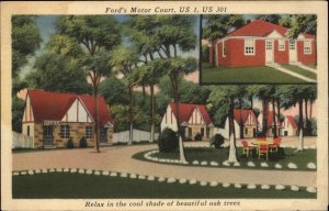Richmond Virginia VA Ford's Motor Court Motel Hwy 301 1930s-40s Vintage Postcard