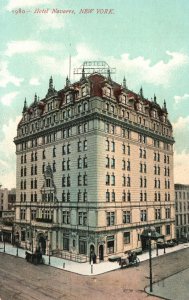 Vintage Postcard Hotel Navarre Rooms Historical Building Landmark New York NY