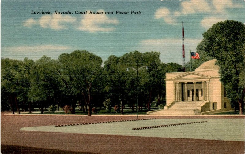 Pershing County Round County Court House  Lovelock Nevada  Picnic Park Postcard