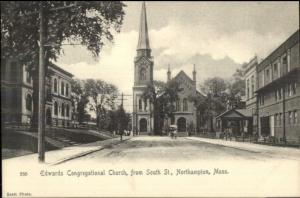 Northampton MA Edwards Cong Church & South St. c1905 Postcard