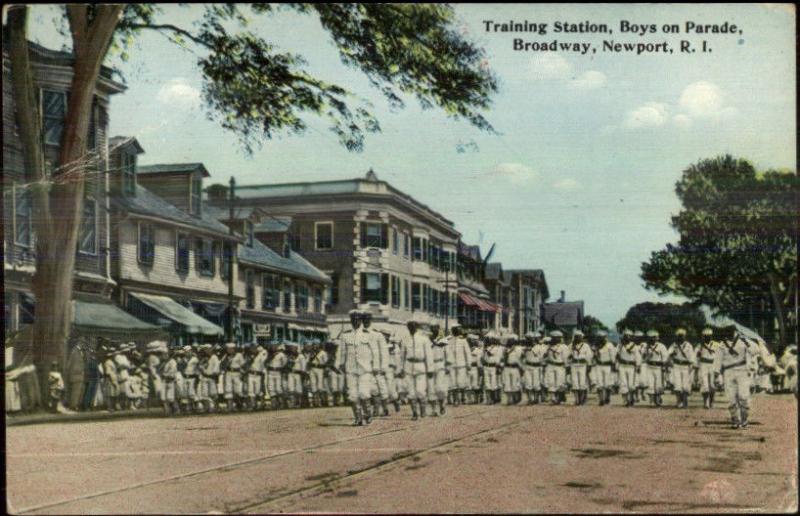 Newport RI Training Station Boys on Parade c1910 Postcard
