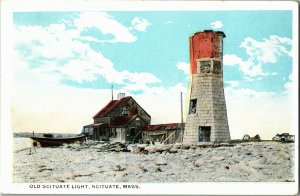 Old Scituate Light, Scituate MA c1924 Vintage Postcard E64