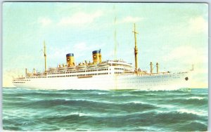 1950s M/S Italia Home Lines Passenger Cruise Ship Postcard Ocean Liner Steam A39