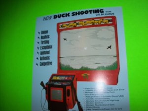 Duck Shooting Arcade FLYER US Billiards Original NOS Rifle Gun Shooting Gallery