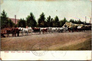 Wool Train out West Oklahoma 1908 Sheep Postcard