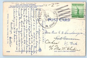 DPO Fort Ransom ND Postcard City And County Building Denver Colorado CO 1942