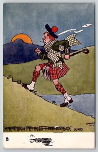 Scottish Man Hiking Smoking Artist Hamish Tuck Oilette Postcard S23