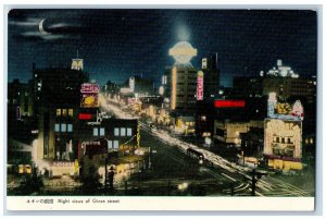 Tokyo Japan Postcard Night Views of Ginza Street Business Area c1940's