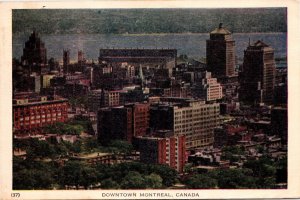 VINTAGE POSTCARD AERIAL VIEW OF DOWNTOWN MONTREAL QUEBEC CANADA POSTED 1952