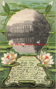 Germany, Meiningen, Gruss Aus, Palals Mit Teich, Art Nouveau, Loffler No 61