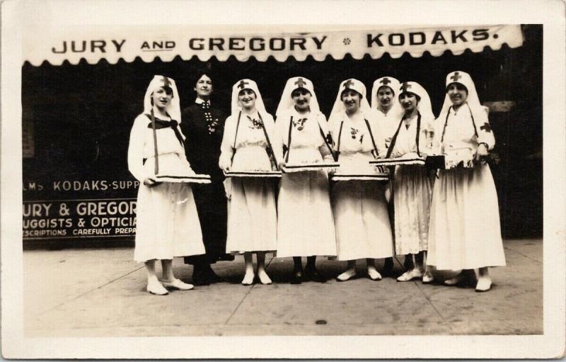 Collingwood ON Nurses Red Cross ?? Jury & Gregory Kodak 1910s RPPC Postcard E61