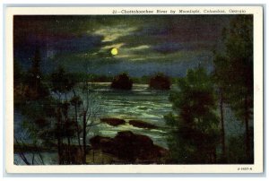 1953 Chattahoochee River Moonlight Moon Night Columbus Georgia Vintage Postcard