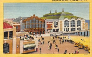 Casino & Board Walk ASBURY PARK New Jersey 1940s Vintage Postcard
