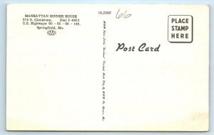 SPRINGFIELD, Missouri MO ~ Route 66 MANHATTAN DINNER HOUSE Roadside Postcard