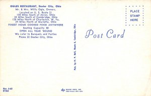 Dexter City Ohio 1950s Postcard Ogles Restaurant