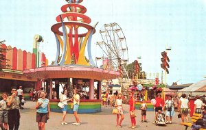 Palisades Amusement Park NJ Midway Scene Ferris Wheel, Postcard