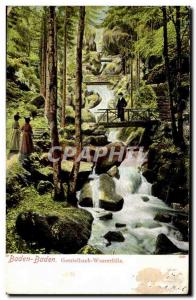 Germany Baden Baden Old Postcard Gerstelbach Wasserfalle