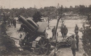 RPPC 21 CM MORTAR GUN BATTERY GERMANY WW1 MILITARY REAL PHOTO POSTCARD c.1915