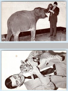 2 Postcards LINCOLN PARK ZOO, Chicago IL ~ Elephant DR. LESTER FISHER Lion Cub