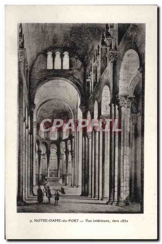 Old Postcard Notre Dame du Port View Interieure 1830