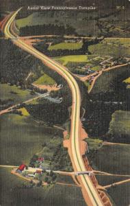 Pennsylvania,  AERIAL VIEW OF THE TURNPIKE Dream Highway  c1940's  Postcard