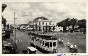 indonesia, JAVA JAKARTA DJAKARTA, Kramat, Tram, Apotheek (1963) RPPC