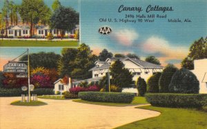 Linen Postcard Canary Cottages in Mobile, Alabama~123327