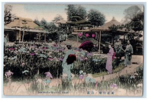 c1940's Scene at Iris Garden Horikiri Tokyo Japan Antique Unposted Postcard