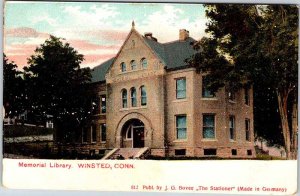 Postcard LIBRARY SCENE Winsted Connecticut CT AK1060