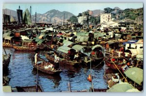 Shaukiwan Hong Kong Postcard Corner of Shaukiwan Ferry Sampans c1960's