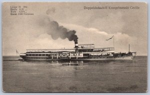 K50/ Ship Postcard c10 Germany Doppeldeckschiff Kronprinzessin Cecille 267