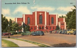 State College Pennsylvania 1940s Postcard Recreation Hall Cars small tear