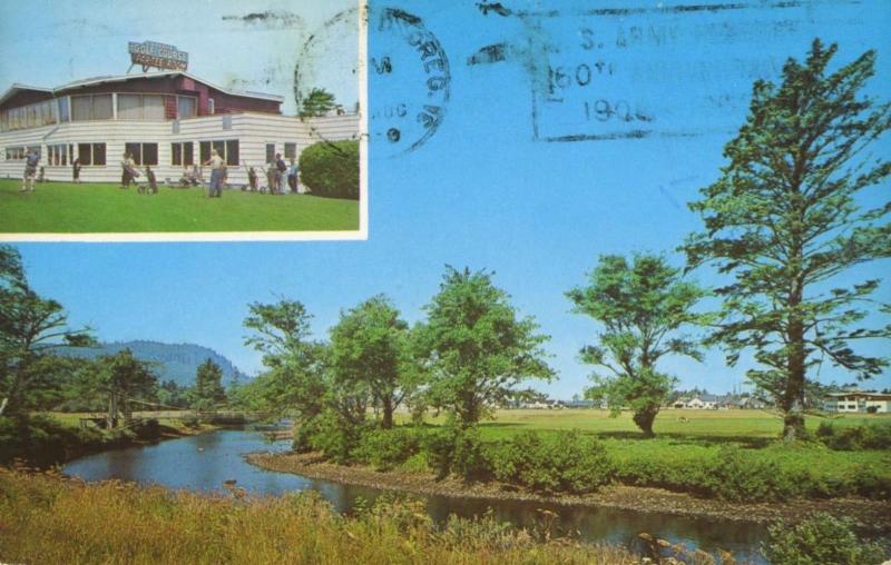 Golf Course Seaside Oregon OR Par-Tee Room Multiview c1966 Vintage Postcard E11