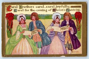 1911 Christmas Carol Girls And Boys Embossed Perth Amboy New Jersey NJ Postcard