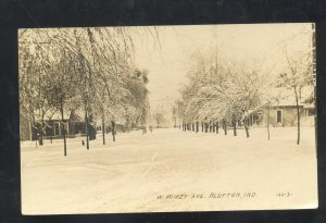 RPPC BLUFFTON INDIANA RESIDENCE STREET SCENE WINTER SNOW REAL PHOTO POSTCARD