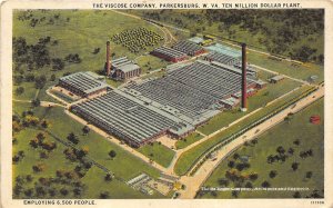 Parkersburg West Virginia 1928 Postcard The Viscose Company Aerial View