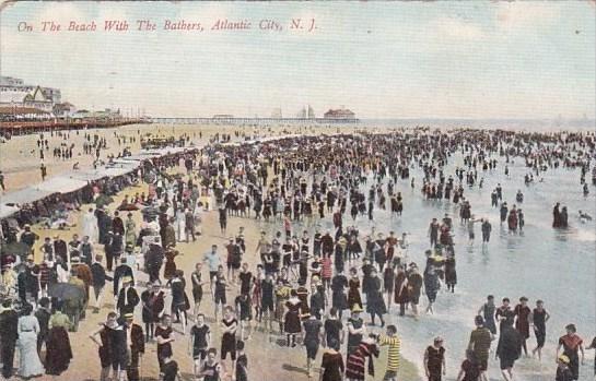 On The Beach With The Bathers Atlantic City New Jersey 1909