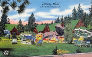 GATEWAY MOTEL Truckee, California US 40 Roadside c1950s Chrome Vintage Postcard