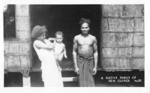 New Guinea Native Family Hut Shake Real Photo Antique Postcard K22521