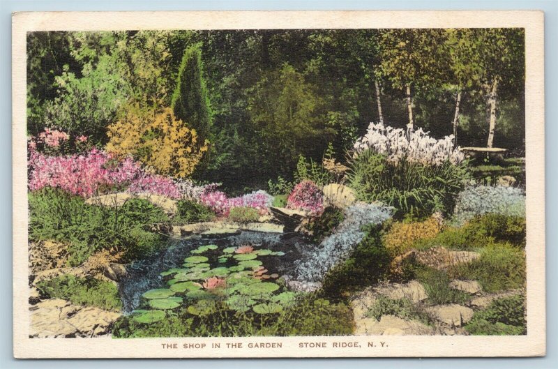 Postcard NY Stone Ridge The Shop In The Garden Hand Colored Albertype V15