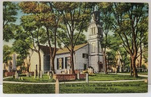 Old St John's Church Broad & 25th, Richmond Virginia Linen Postcard A9