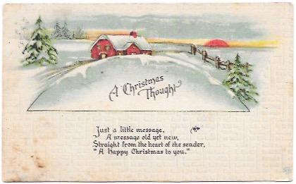 A Christmas Thought. Great card sent from Iowa in 1917. #499 booklet.