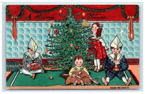 Adorable Christmas Postcard Children Costumes Tree Musical Instruments P. Sander