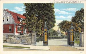 C51 / Salisbury North Carolina NC Postcard c1940 U.S. National Cemetery Entrance