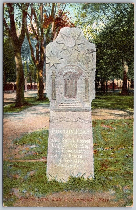 Vtg Springfield MA Historic Stone Memorial State Street 1907 View Postcard