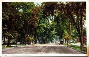 State St Springfield Massachusetts MA WB Postcard UNP VTG Phostint Unused 