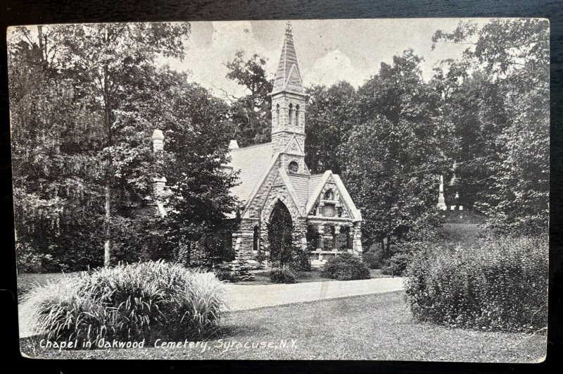 Vintage Postcard 1909 Chapel, Oakwood Cemetery, Syracuse, NY (REAL PHOTO)